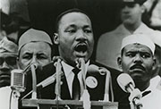 Martin Luther King pronunciando el discurso «I Have a Dream». 1963.