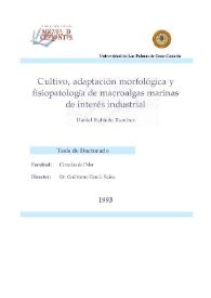 Cultivo, adaptación morfológica y fisiopatología de macroalgas marinas de interés industrial