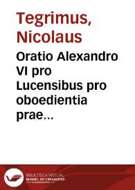 Oratio Alexandro VI pro Lucensibus pro oboedientia praestanda