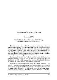 Alejandro SAWA: Declaración de un vencido. Ed. de Francisco Gutiérrez Carbajo. Madrid: Cátedra, 2009