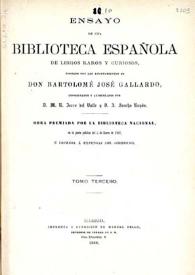 Ensayo de una biblioteca española de libros raros y curiosos. Tomo 3
