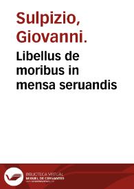 Libellus de moribus in mensa seruandis