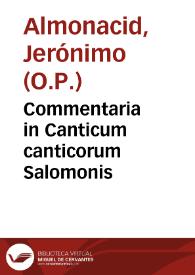 Commentaria in Canticum canticorum Salomonis