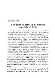 Los estudios sobre la dominación española en Chile