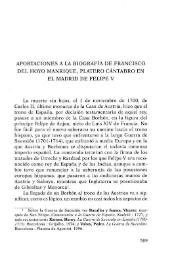 Aportaciones a la biografía de Francisco del Hoyo Manrique, platero cántabro en el Madrid de Felipe V