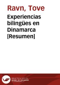 Experiencias bilingües en Dinamarca [Resumen] / Tove Ravn | Biblioteca Virtual Miguel de Cervantes