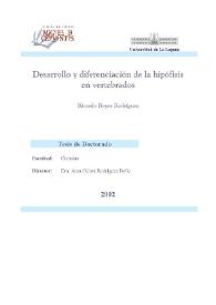 Desarrollo y diferenciación de la hipófisis en vertebrados / Ricardo Reyes Rodríguez | Biblioteca Virtual Miguel de Cervantes