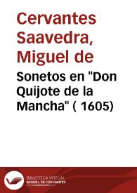 Sonetos en "Don Quijote de la Mancha" ( 1605) / Miguel de Cervantes; edición de Ramón García González | Biblioteca Virtual Miguel de Cervantes