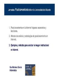 Ejemplos y métodos para analizar la imagen institucional en Internet / Eva Martínez | Biblioteca Virtual Miguel de Cervantes
