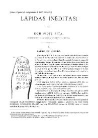Lápidas inéditas / Fidel Fita | Biblioteca Virtual Miguel de Cervantes