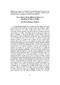 Los orígenes de la Iglesia de Roma y el martirio de Pedro y Pablo / José María Blázquez Martínez | Biblioteca Virtual Miguel de Cervantes