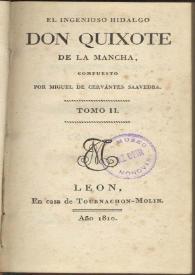 El ingenioso hidalgo Don Quixote de La Mancha. Tomo II / compuesto por Miguel de Cervantes | Biblioteca Virtual Miguel de Cervantes