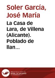 La Casa de Lara, de Villena (Alicante). Poblado de llanura con cerámica cardial / José María Soler García | Biblioteca Virtual Miguel de Cervantes