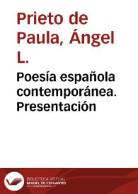 Poesía española contemporánea. Presentación | Biblioteca Virtual Miguel de Cervantes