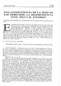 Una consecuencia de la tesis de los derechos: la desobediencia civil según R.Dworkin / Javier de Lucas | Biblioteca Virtual Miguel de Cervantes