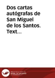 Dos cartas autógrafas de San Miguel de los Santos. Texto inédito | Biblioteca Virtual Miguel de Cervantes