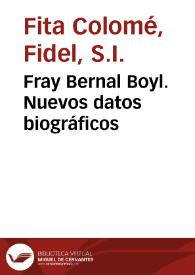 Fray Bernal Boyl. Nuevos datos biográficos | Biblioteca Virtual Miguel de Cervantes