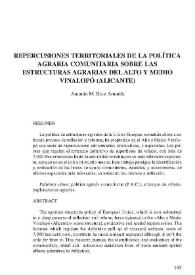 Repercusiones territoriales de la política agraria comunitaria sobre las estructuras agrarias del Alto y Medio Vinalopó (Alicante) | Biblioteca Virtual Miguel de Cervantes