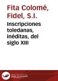 Inscripciones toledanas, inéditas, del siglo XIII | Biblioteca Virtual Miguel de Cervantes