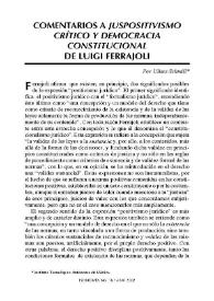 Comentarios a Juspositivismo crítico y democracia constitucional de Luigi Ferrajoli / Ulises Schmill | Biblioteca Virtual Miguel de Cervantes