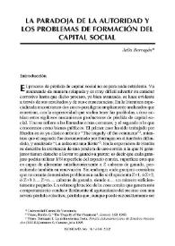 La paradoja de autoridad y los problemas de formación del capital social / Julia Barragán | Biblioteca Virtual Miguel de Cervantes
