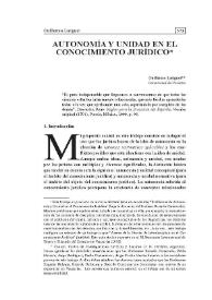 Autonomía y unidad en el conocimiento jurídico | Biblioteca Virtual Miguel de Cervantes
