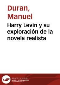 Harry Levin y su exploración de la novela realista | Biblioteca Virtual Miguel de Cervantes
