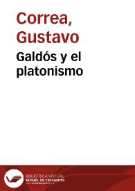 Galdós y el platonismo / Gustavo Correa | Biblioteca Virtual Miguel de Cervantes