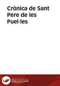 Crònica de Sant Pere de les Puel·les / edició crítica de Stefano M. Cingolani | Biblioteca Virtual Miguel de Cervantes