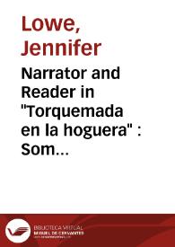 Narrator and Reader in "Torquemada en la hoguera" : Some Further Considerations / Jennifer Lowe | Biblioteca Virtual Miguel de Cervantes