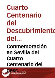 Conmemoración en Sevilla del Cuarto Centenario del descubrimiento del Océano Pacífico [Actos] | Biblioteca Virtual Miguel de Cervantes