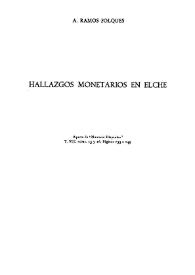 Hallazgos monetarios en Elche / Alejandro Ramos Folqués | Biblioteca Virtual Miguel de Cervantes