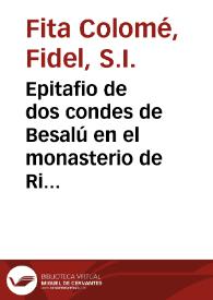 Epitafio de dos condes de Besalú en el monasterio de Ripoll / Fidel Fita | Biblioteca Virtual Miguel de Cervantes