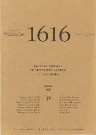 1616 : Anuario de la Sociedad Española de Literatura General y Comparada. Vol IV (1981). Índice / Sociedad Española de Literatura General y Comparada (Madrid). | Biblioteca Virtual Miguel de Cervantes
