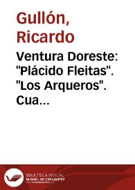 Ventura Doreste: "Plácido Fleitas". "Los Arqueros". Cuadernos de arte, Las Palmas, 1951 / Ricardo Gullón | Biblioteca Virtual Miguel de Cervantes