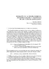 Migración en la España medieval: gramaticalización y desarrollo de lo clítocos castellanos | Biblioteca Virtual Miguel de Cervantes