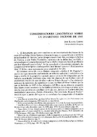 Consideraciones lingüísticas sobre un inventario oscense de 1565 / José Laguna Campos | Biblioteca Virtual Miguel de Cervantes