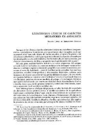 Leonesismos léxicos de carácter migratorio en Andalucía / Ignacio López de Aberasturi Arregui | Biblioteca Virtual Miguel de Cervantes