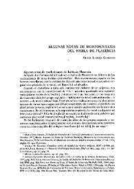 Algunas notas de morfosintaxis del habla de Plasencia / Miguel Lumera Guerrero | Biblioteca Virtual Miguel de Cervantes