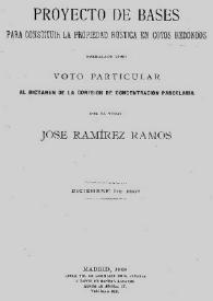 Proyecto de bases para constituir la propiedad rústica en cotos redondos / ... por José Ramírez Ramos | Biblioteca Virtual Miguel de Cervantes
