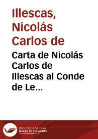 Carta de Nicolás Carlos de Illescas al Conde de Lemos | Biblioteca Virtual Miguel de Cervantes