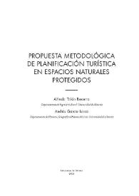 Propuesta metodológica de planificación turística en espacios naturales protegidos / Alfredo Tolón Becerra | Biblioteca Virtual Miguel de Cervantes