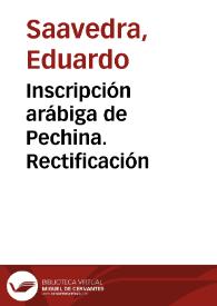Inscripción arábiga de Pechina. Rectificación / Eduardo Saavedra | Biblioteca Virtual Miguel de Cervantes