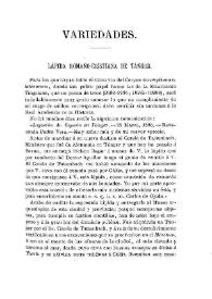 Lápida romano-cristiana de Tánger / Francisco de Asís Vera y Chilier | Biblioteca Virtual Miguel de Cervantes