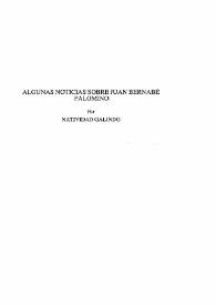 Algunas noticias sobre Juan Bernabé Palomino / Natividad Galindo | Biblioteca Virtual Miguel de Cervantes