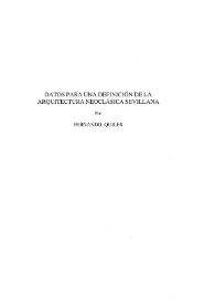 Datos para una definición de la Arquitectura Neoclásica sevillana / Fernando Quiles | Biblioteca Virtual Miguel de Cervantes
