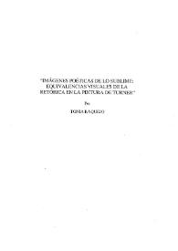 Imágenes poéticas de lo sublime: equivalencias visuales de la retórica en la pintura de Turner / Tonia Raquejo | Biblioteca Virtual Miguel de Cervantes