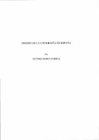 Origen de la litografía en España / Antonio Bonet Correa | Biblioteca Virtual Miguel de Cervantes