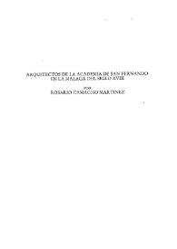 Arquitectos de la Academia de San Fernando en la Málaga del siglo XVIII / Rosario Camacho Martínez | Biblioteca Virtual Miguel de Cervantes