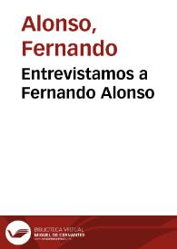Entrevistamos a Fernando Alonso | Biblioteca Virtual Miguel de Cervantes